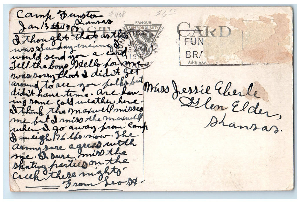 1918 Lively Scene At The YWCA Camp Funston Fort Riley Kansas KS Posted Postcard