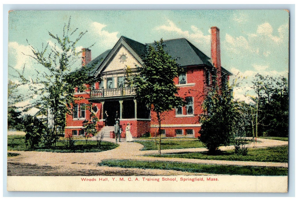 c1910s Woods Hall YMCA Training School Exterior Springfield MA Unposted Postcard