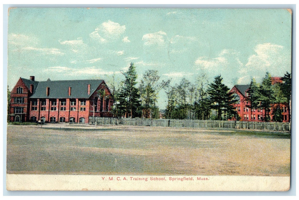 1910 YMCA Training School Exterior Roadside Springfield MA Unposted Postcard