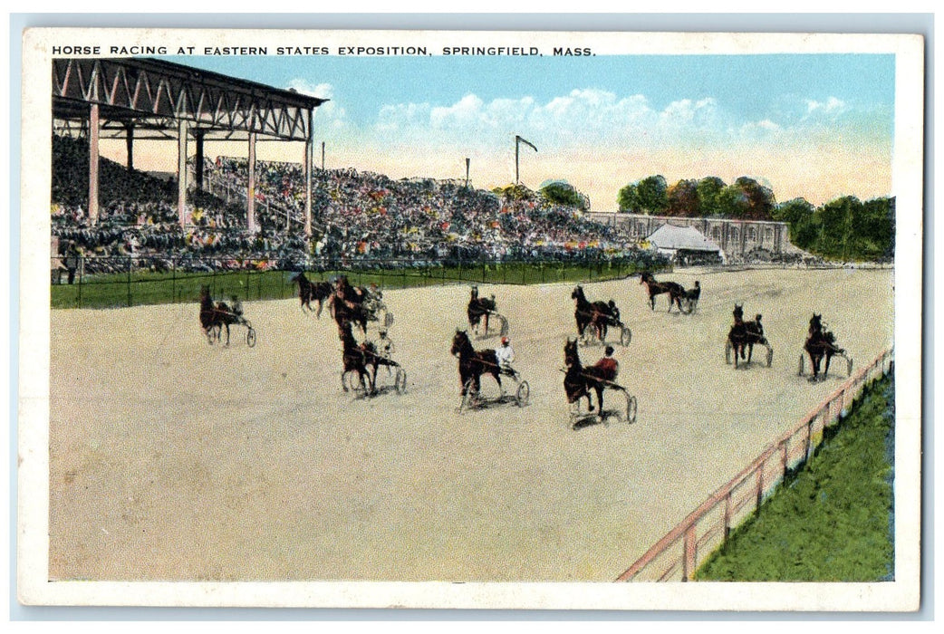 c1920's Horse Racing Scene At Eastern States Exposition Springfield MA Postcard