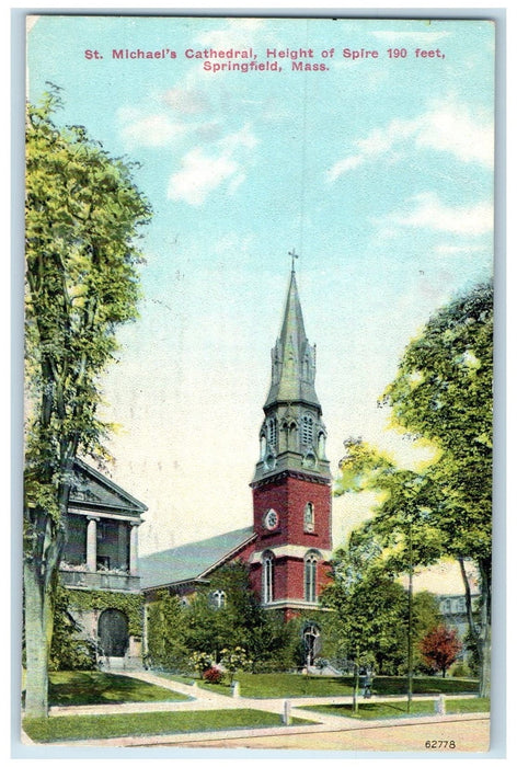 1910 St. Michael Cathedral Exterior Springfield Massachusetts MA Posted Postcard