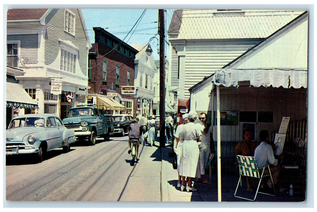 c1950's Commercial Street Painting Scene Provincetown Massachusetts MA Postcard