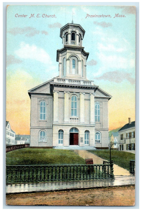 c1920s Center Methodist Episcopal Church Exterior Provincetown MA Trees Postcard