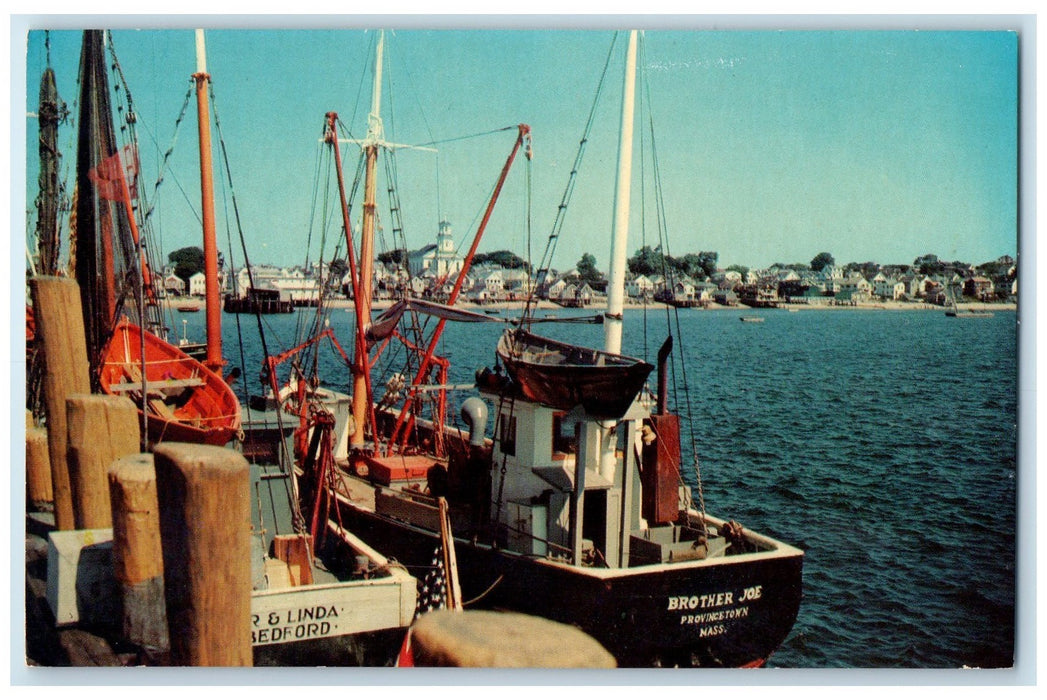 c1950's Provincetown Waterfront Docking Ship Provincetown Cape Cod MA Postcard