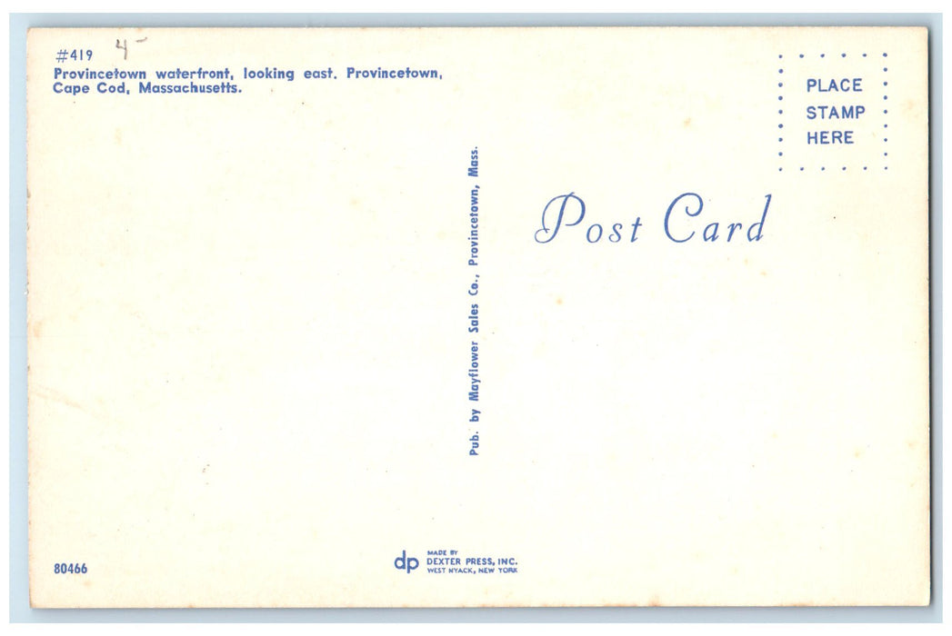 c1950's Provincetown Waterfront Docking Ship Provincetown Cape Cod MA Postcard