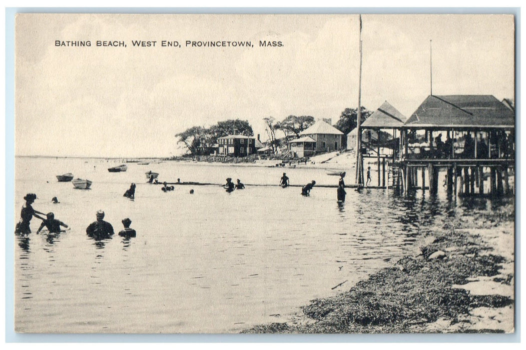 c1920's Bathing Beach West End Provincetown Massachusetts MA Unposted Postcard