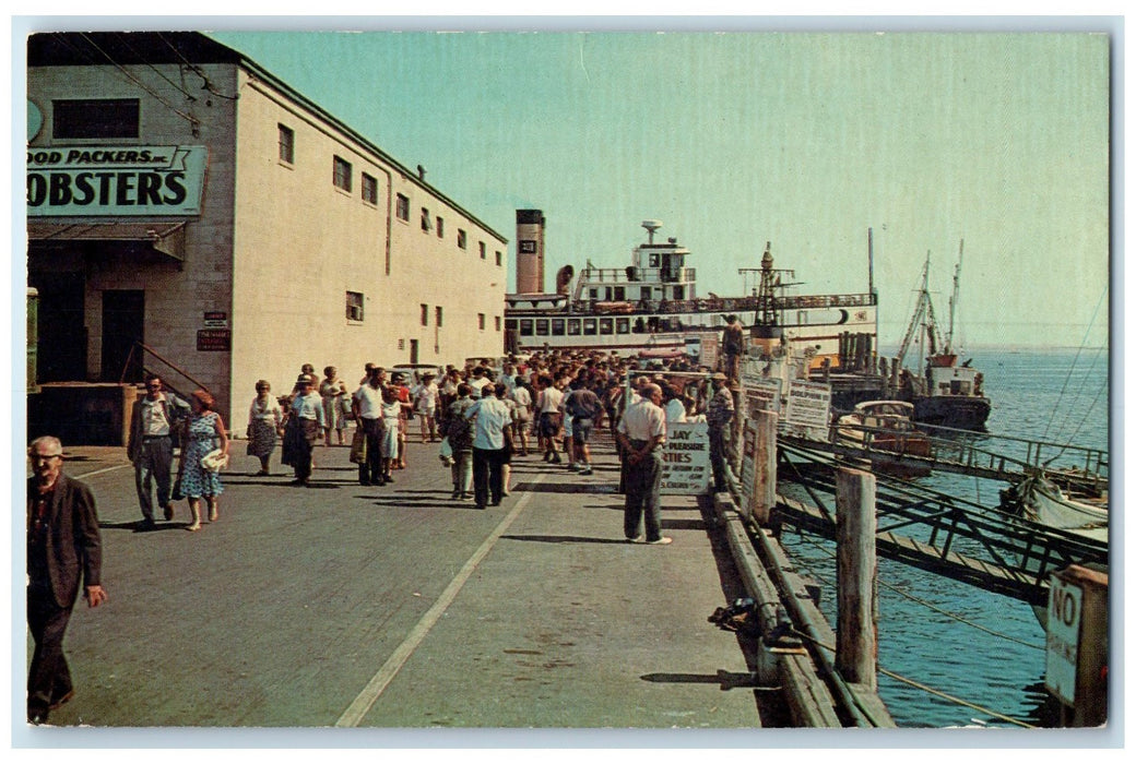 c1950's Boston Boat Landing In Town Pier Ship Provincetown Cape Cod MA Postcard