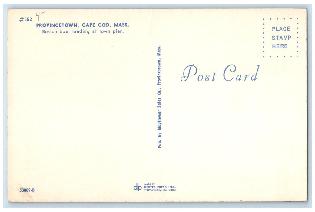 c1950's Boston Boat Landing In Town Pier Ship Provincetown Cape Cod MA Postcard