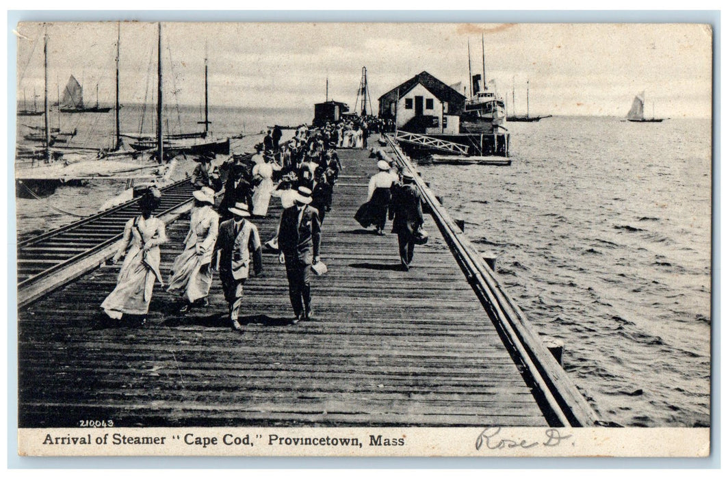 c1920's Arrival Of Steamer Ship Provincetown Cape Cod Massachusetts MA Postcard