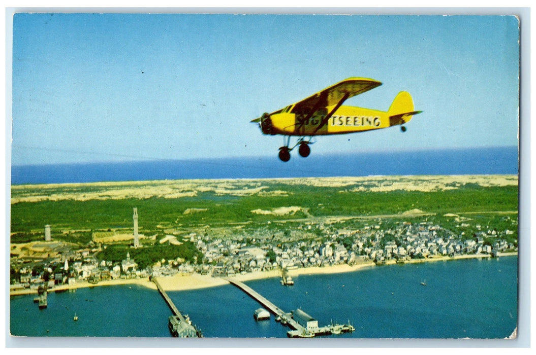 1960 Stinson Sightseer Provincetown Municipal Airport Massachusetts MA Postcard