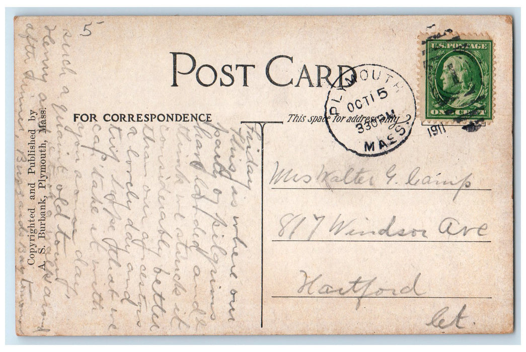 1911 Samoset House Exterior Roadside Plymouth Massachusetts MA Posted  Postcard