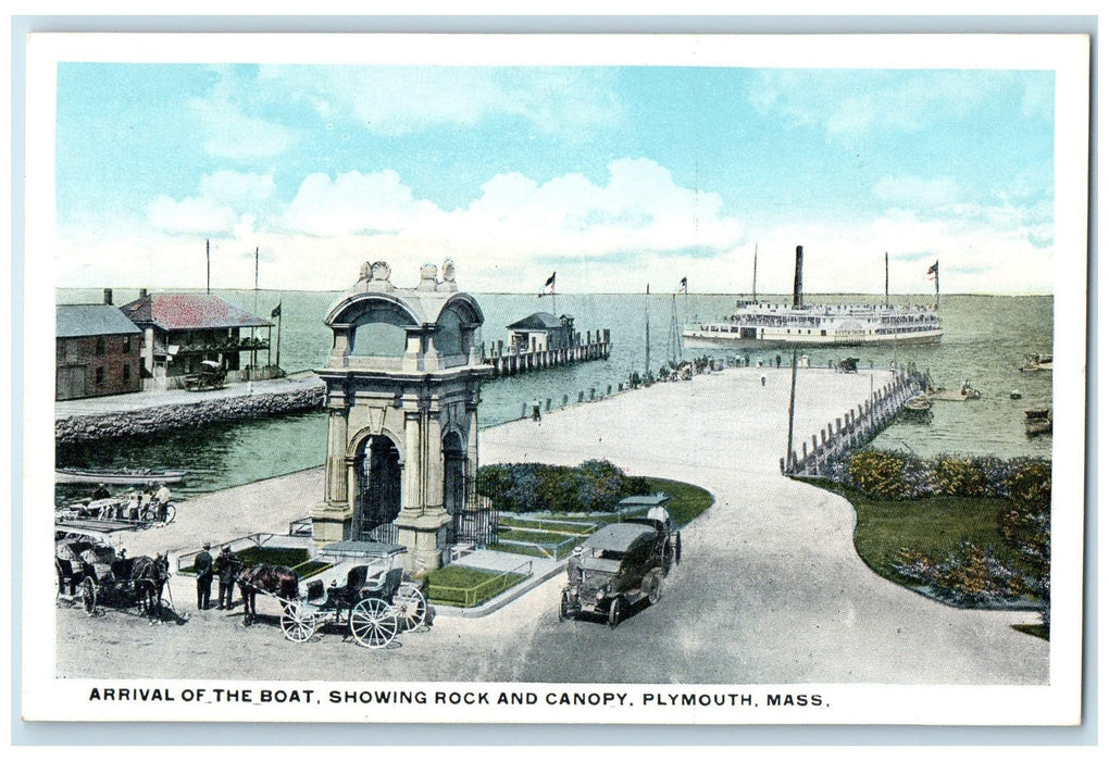 c1910's Arrival Of The Boat Showing Plymouth Massachusetts MA Unposted Postcard