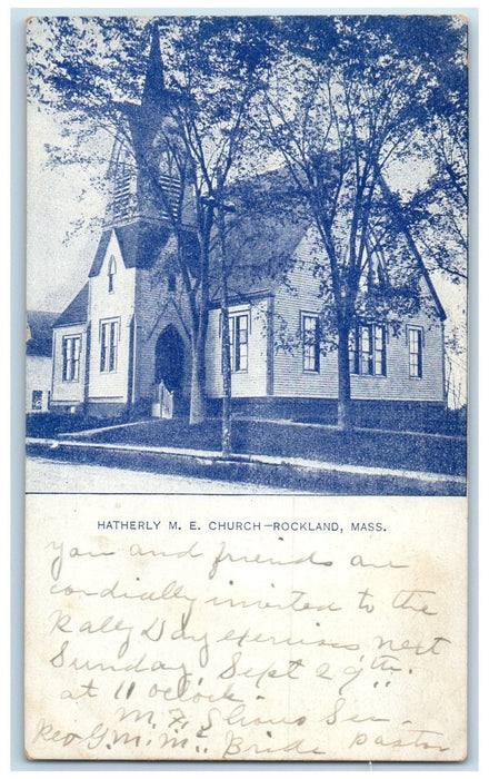 1907 Hatherly Methodical Episcopal Church Rockland Massachusetts MA Postcard