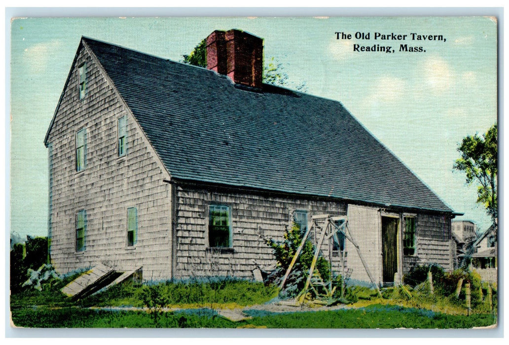 1964 The Old Parker Tavern Building Smokestack Reading Massachusetts MA Postcard