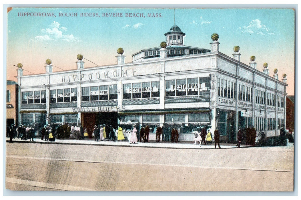 c1910's Hippodrome Rough Riders Building Revere Beach Massachusetts MA Postcard