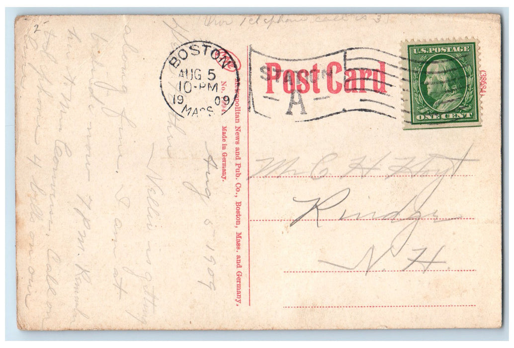 1909 Point Of Pines Bamboo Arch Man Walking View Revere Beach MA Posted Postcard