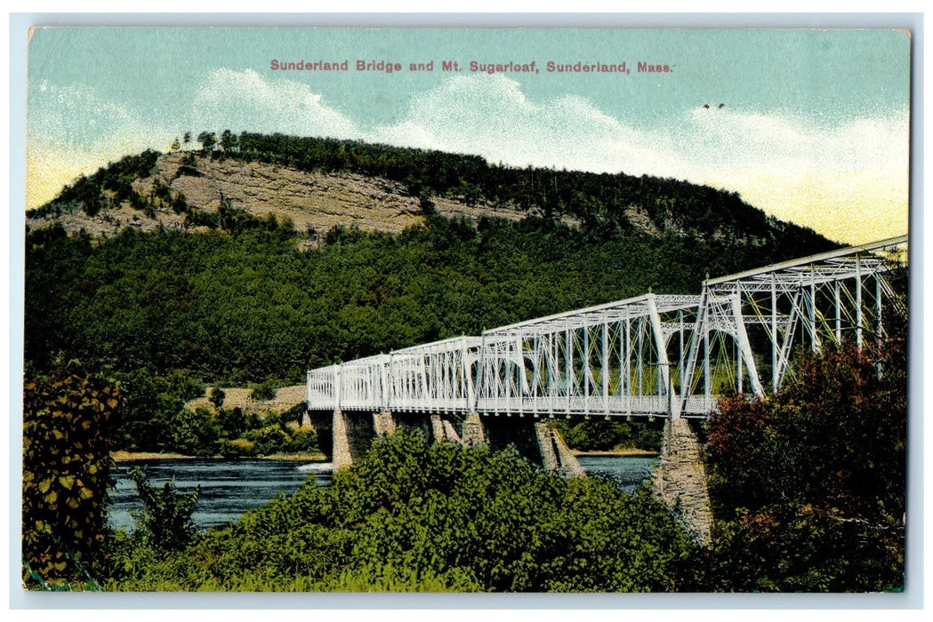 1910 Sunderland Bridge Mt. Sugarloaf Scene Sunderland Massachusetts MA Postcard