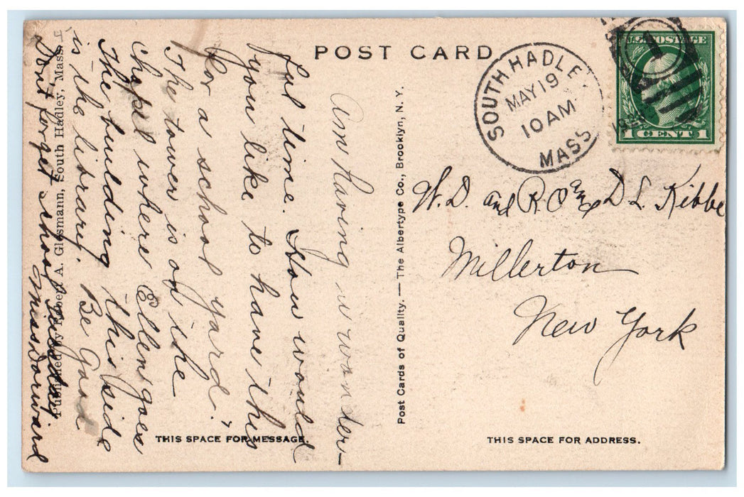 1910 Front Campus Exterior Trees Holyoke College South Hadley MA Posted Postcard