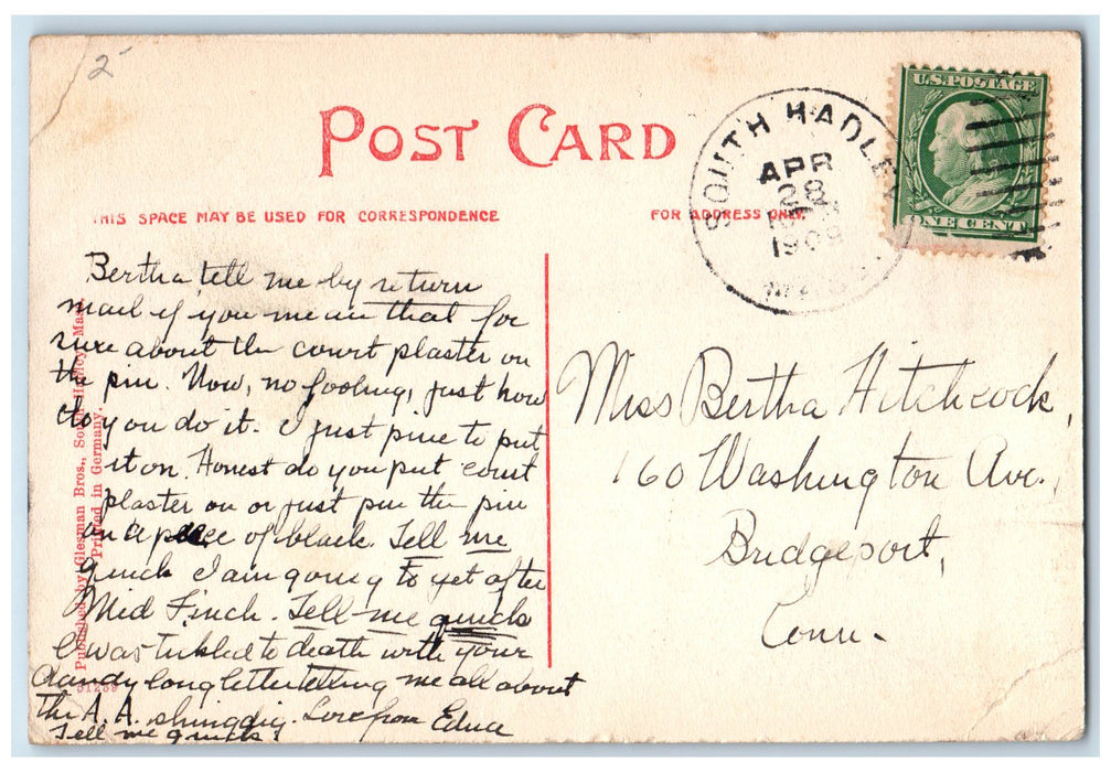 1909 Mount Holyoke College Showing Old Arch & Brook South Hadley MA Postcard