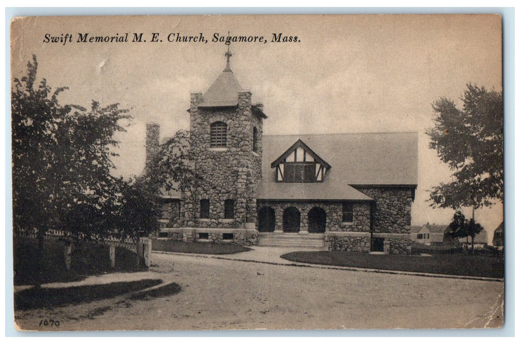 1917 Swift Memorial ME Church Building Tower Sagamore Massachusetts MA Postcard