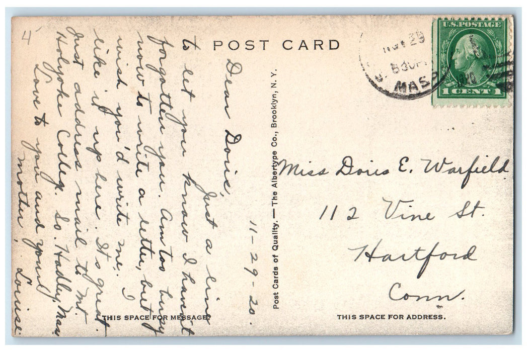 1910 The Gateway Mount Holyoke College Exterior South Hadley MA Posted Postcard