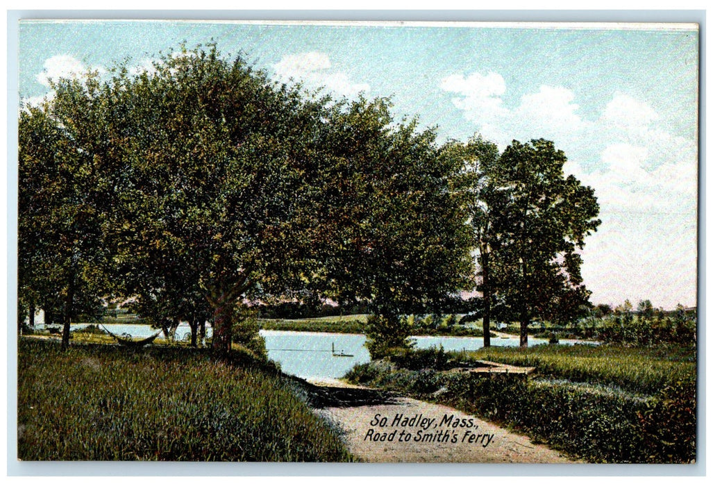 c1920's Road To Smith's Trees Lake Scene Ferry South Hadley MA Unposted Postcard
