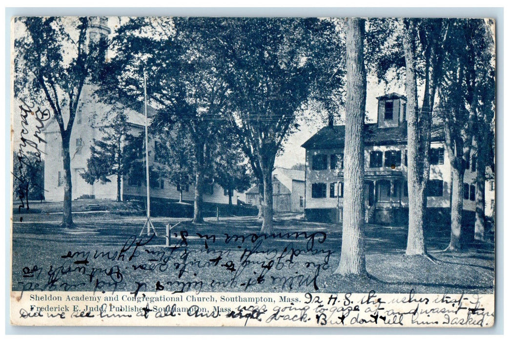 1908 Sheldon Academy Congregational Church Southampton Massachusetts MA Postcard