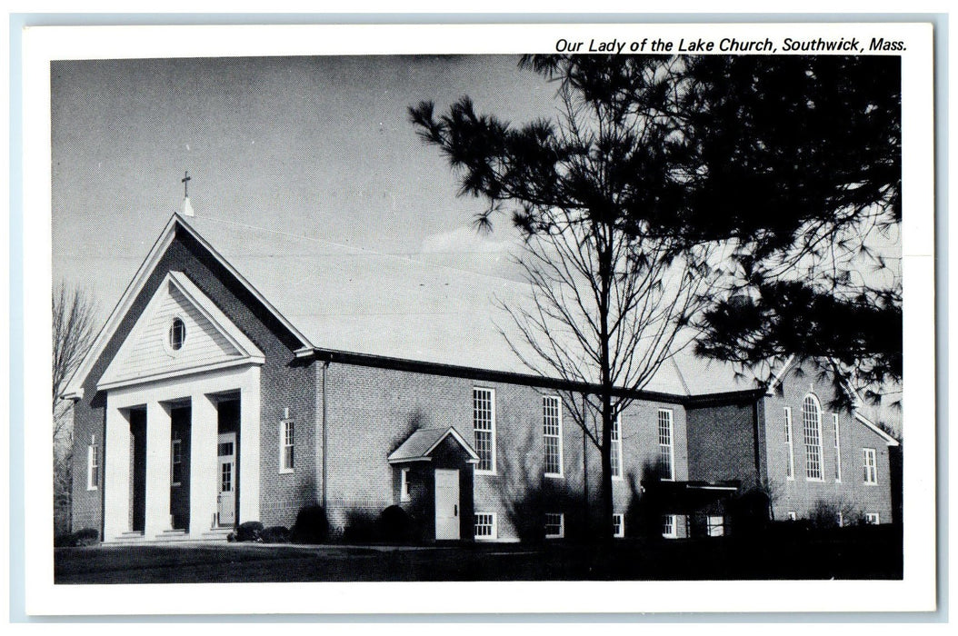 c1940s Our Lady Of The Lake Church Exterior Southwick MA Unposted Trees Postcard