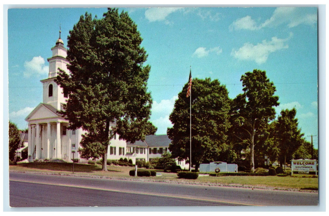 c1960s Southwick Congregational Church Roadside Southwick MA Unposted Postcard