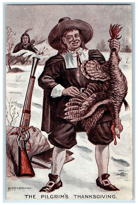 c1940's The Pilgrim's Thanksgiving Thomas Wood Company Southwick MA Postcard