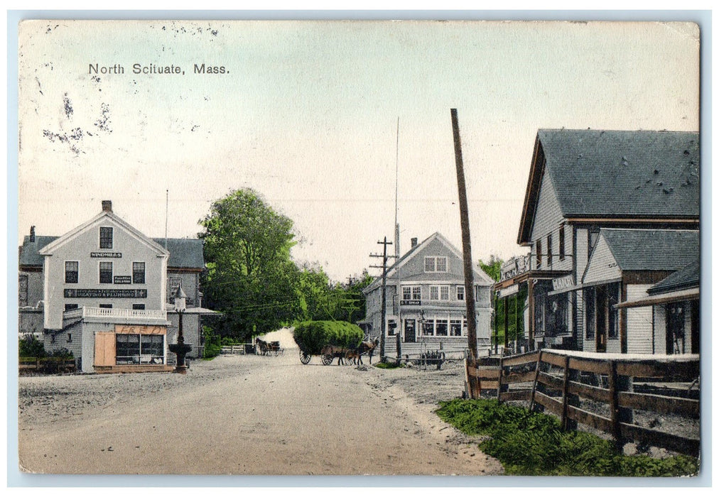 c1910's Horse Wagon Loaded Dirt Road North Scituate Massachusetts MA Postcard