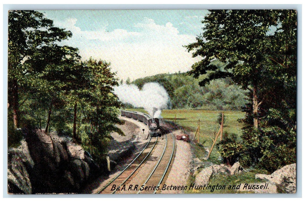 c1905's Railroad Between Huntington & Russel Train Massachusetts MA Postcard