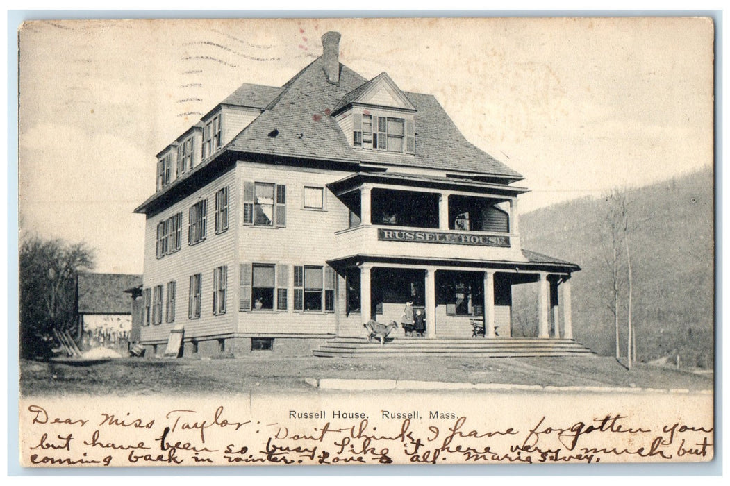 1907 Russell House Building Steps Entrance Russell Massachusetts MA Postcard