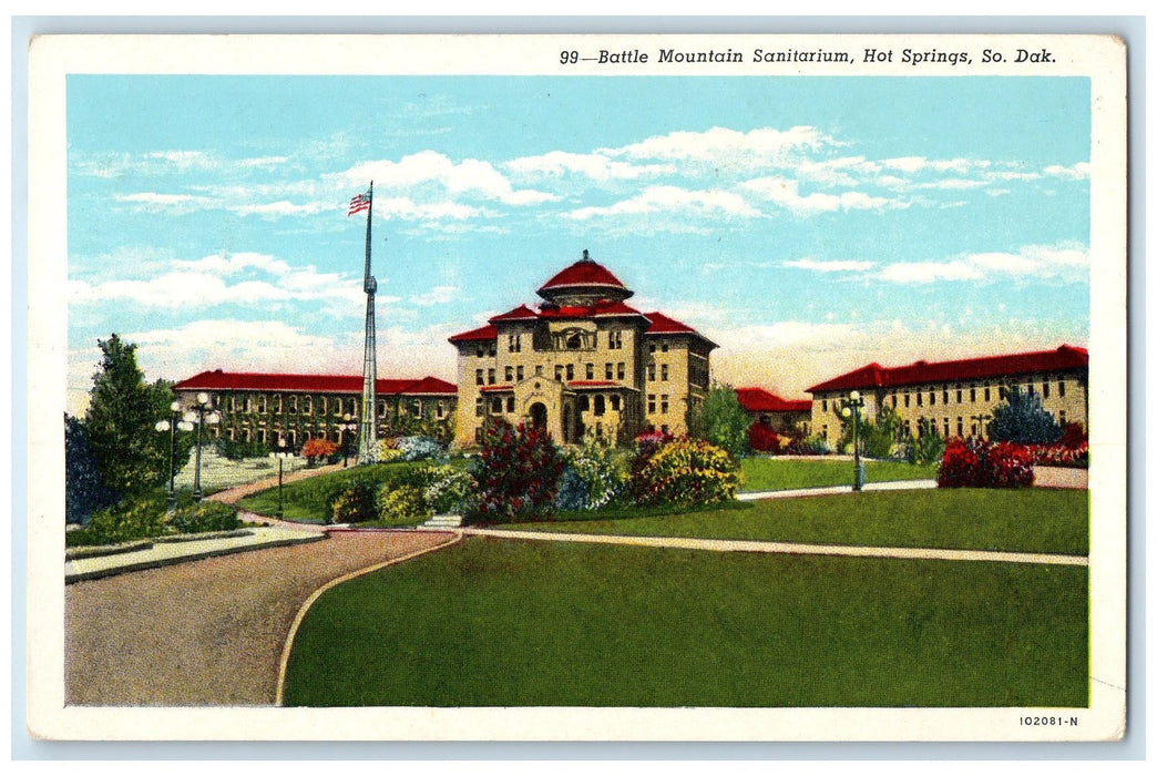 c1920's Battle Mountain Sanitarium Building Hot Springs South Dakota SD Postcard