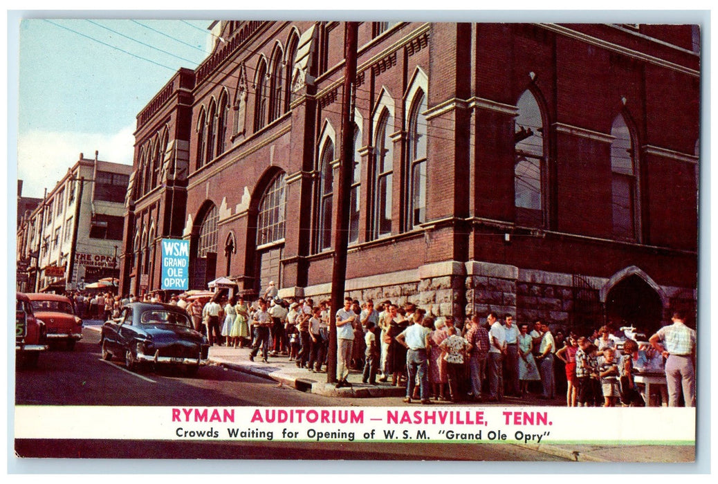 c1950 Ryman Auditorium Crowds Grand Opening WSM Nashville Tennessee TN Postcard