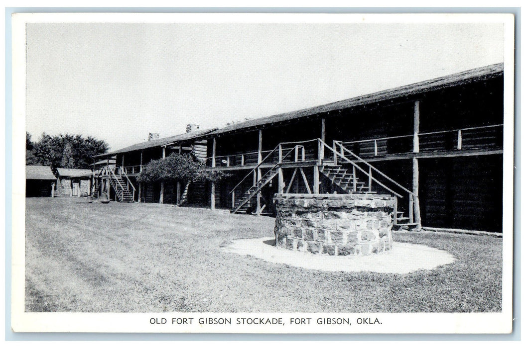 c1920's Old Fort Gibson Stockade Water Well Fort Gibson Oklahoma OK Postcard
