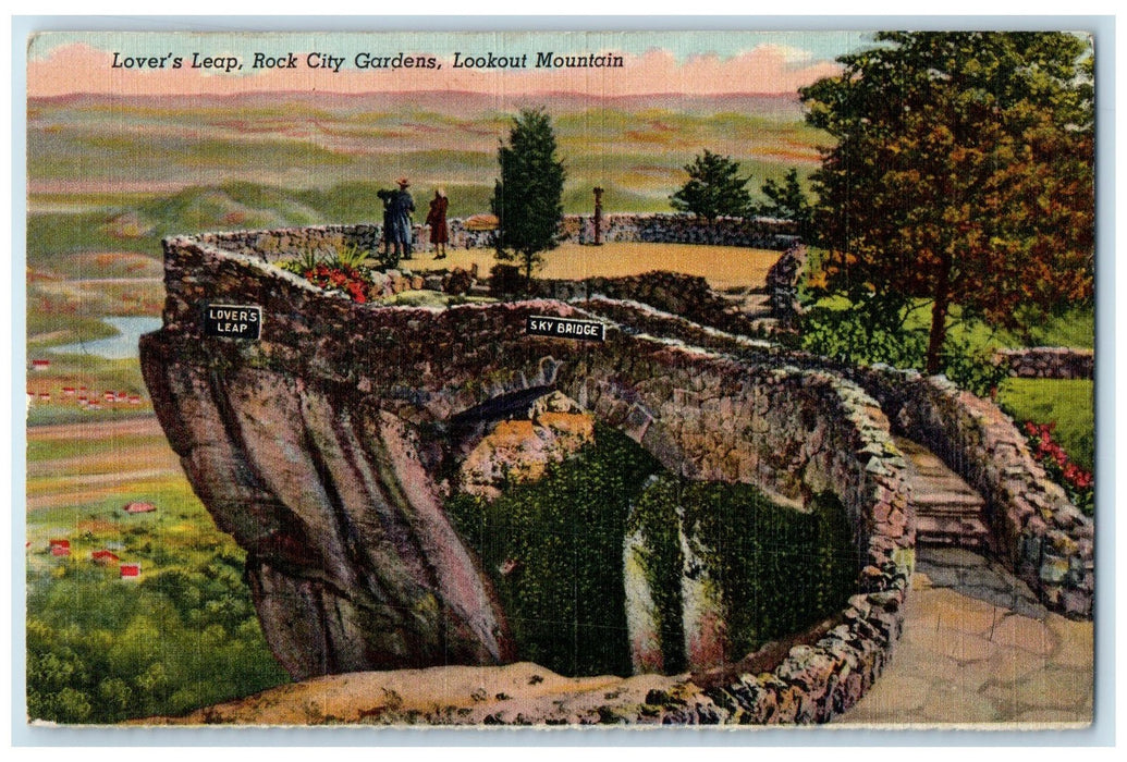1948 Lover's Leap Rock City Gardens Lookout Mountain View Tennessee TN Postcard