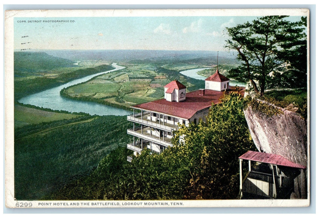 1910 Point Hotel & The Battlefield Lake Lookout Mountain Tennessee TN Postcard