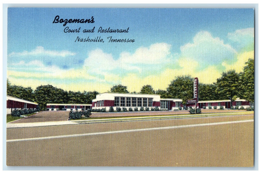 c1940's Bozeman's Court & Restaurant Cottages Nashville Tennessee TN Postcard