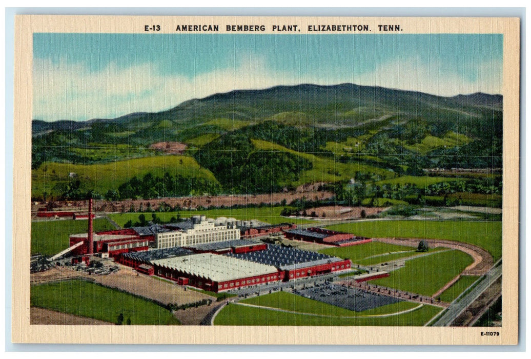 c1940's American Bemberg Plant Aerial View Elizabethton Tennessee TN Postcard