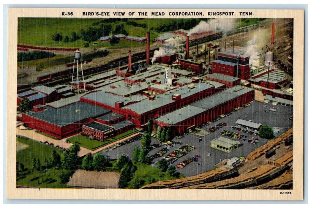 c1940's Birds Eye View Of The Mead Corporation Kingsport Tennessee TN Postcard