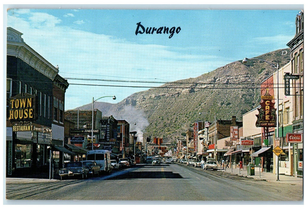 c1950 The Narrow Gauge Passenger Train Smokestacks Durango Colorado CO Postcard
