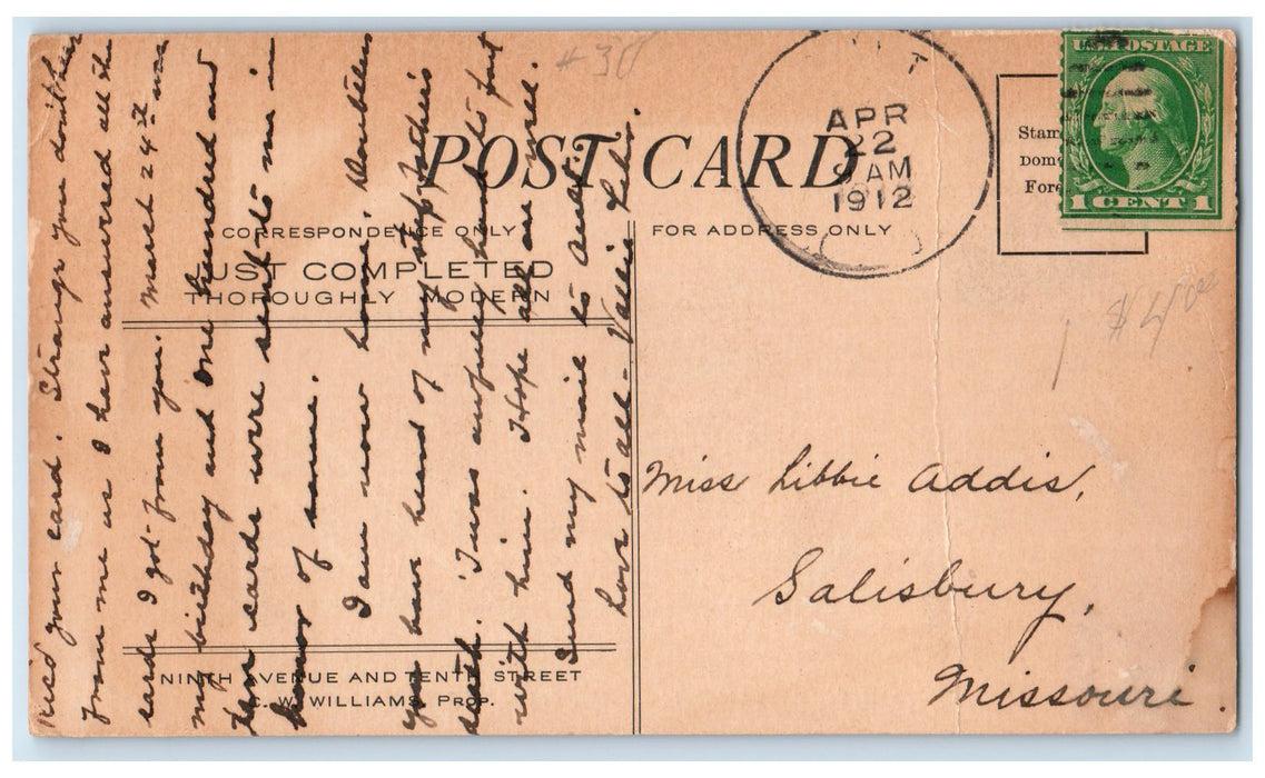 1912 Sterling Hotel Restaurant Classic Car Building Greeley Colorado CO Postcard