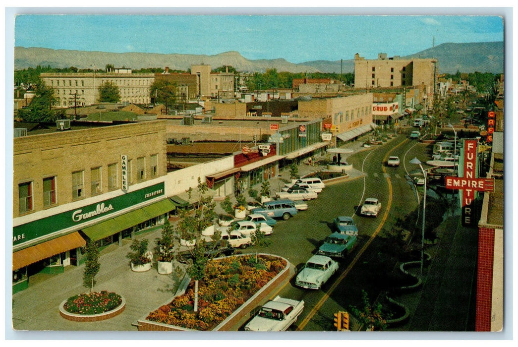 c1950's Main Street Classic Cars Parked View Grand Junction Colorado CO Postcard