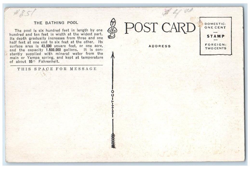c1920's The Bathing Swimming Pool Park Glenwood Springs Colorado CO Postcard