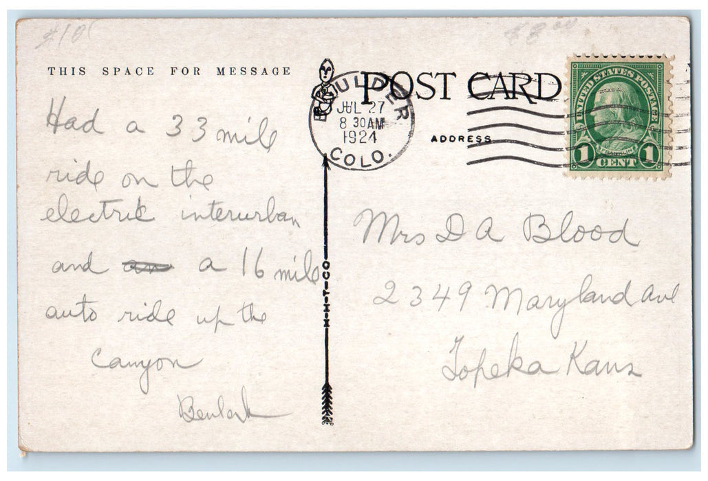 1924 Beautiful Boulder Mountains Village Building Colorado CO Posted Postcard