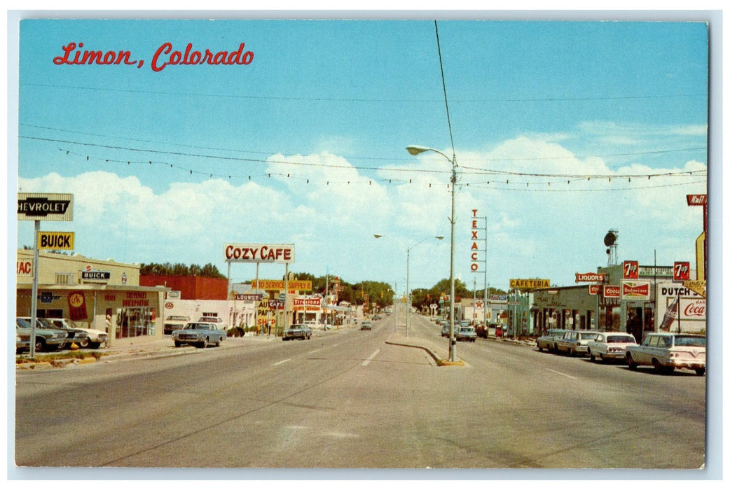 c1950's Hub City Highway Classic Cars Establishments Limon Colorado CO Postcard