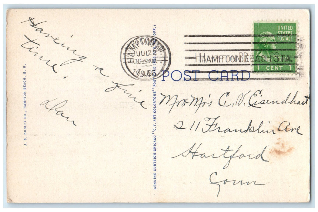 1946 Great Boars Head Hampton Beach Shoreline New Hampshire NH Posted Postcard