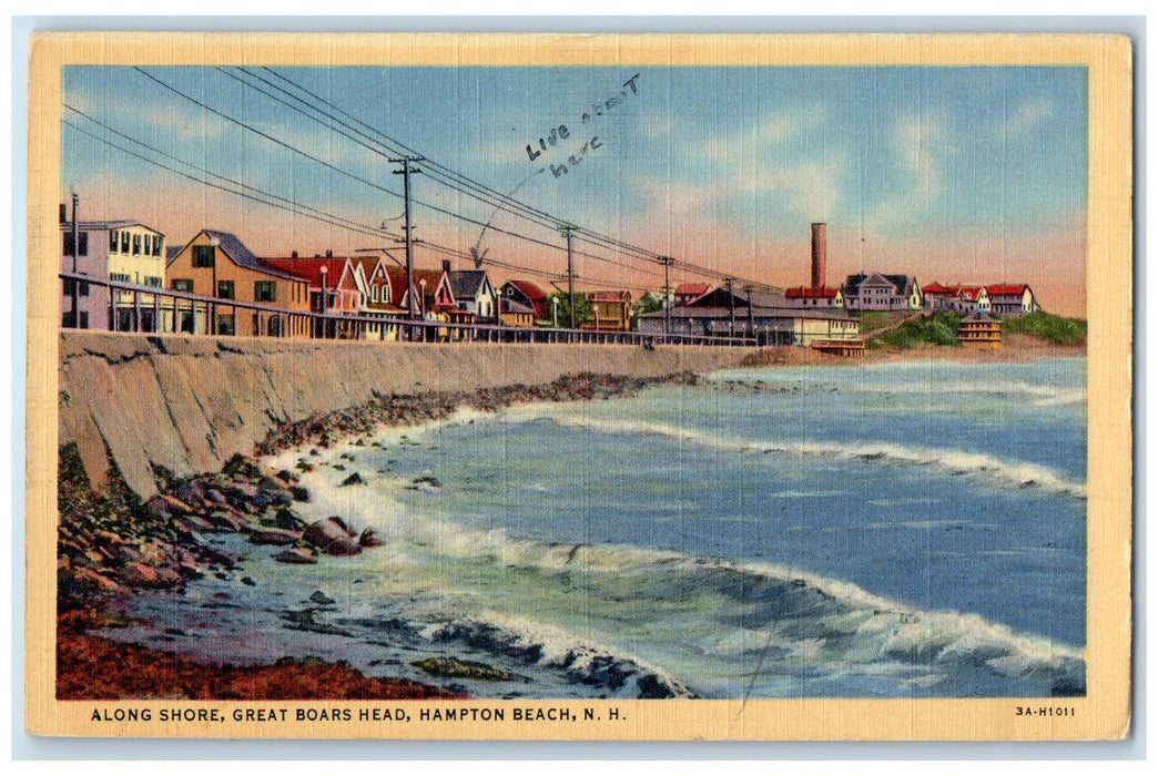 1945 Along Shore Great Boars Head Hampton Beach New Hampshire NH Posted Postcard