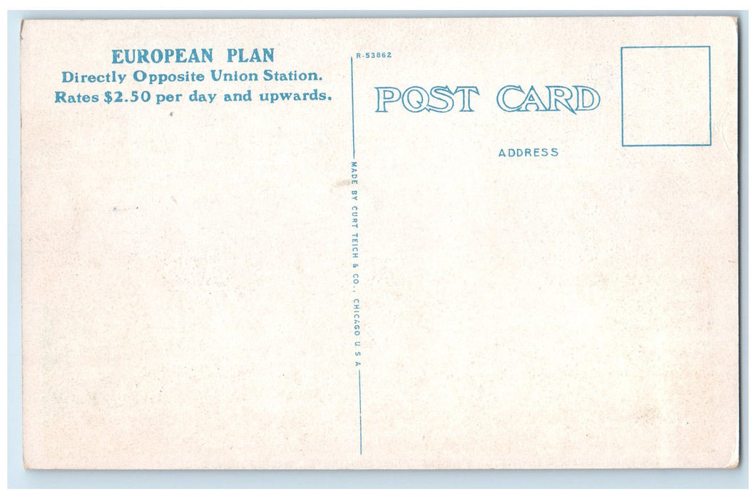 c1920's Capitol Park Hotel Restaurant Fireproof Hotel Washington DC Postcard